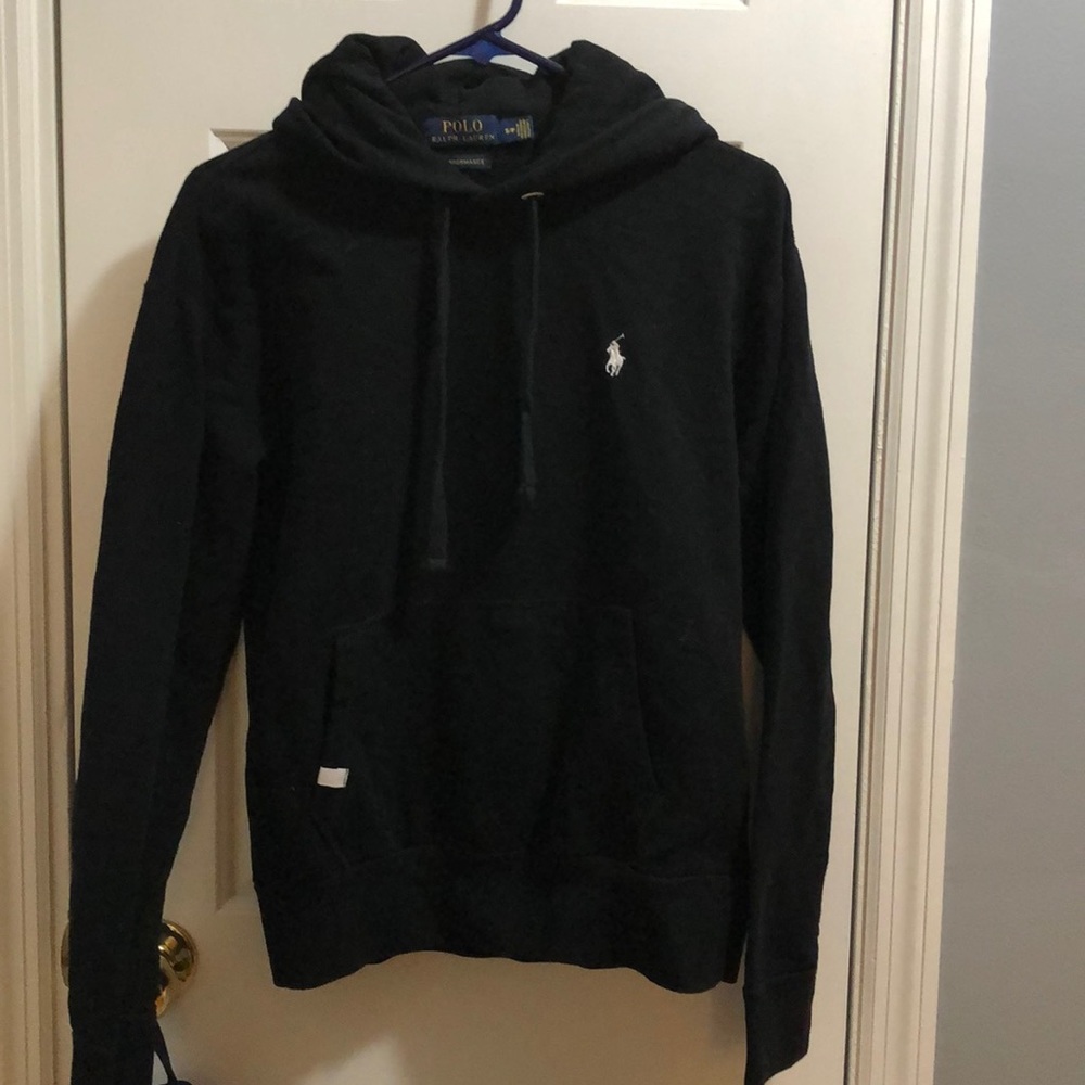 Black hooded sweatshirt